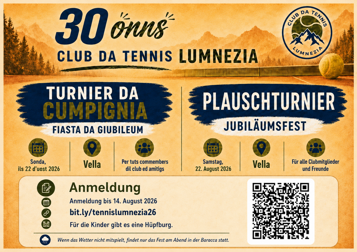 30 onns Club da tennis Lumnezia – Plauschturnier & Jubiläumsfest